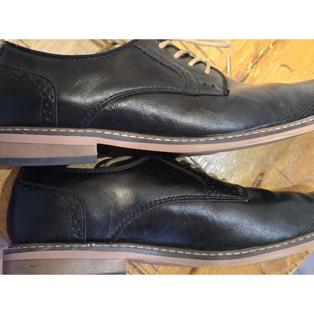 Steve Madden Mens Oxford Dress Shoes 10 Black Tie Up